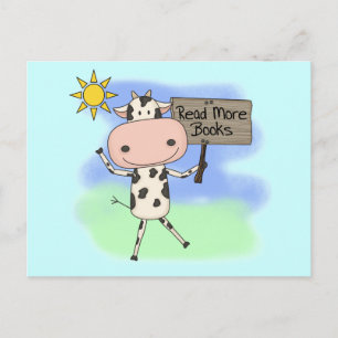 Carte Postale La vache a lu plus de livres
