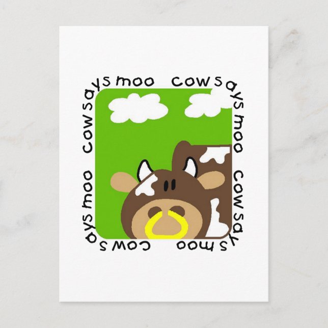 Carte Postale La vache dit des maillots et des cadeaux de Moo (Devant)