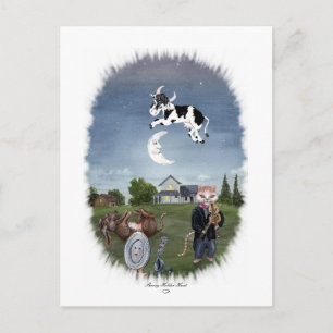 CARTE POSTALE LA VACHE S'EST JETÉE AU-DESSUS DE LA LUNE