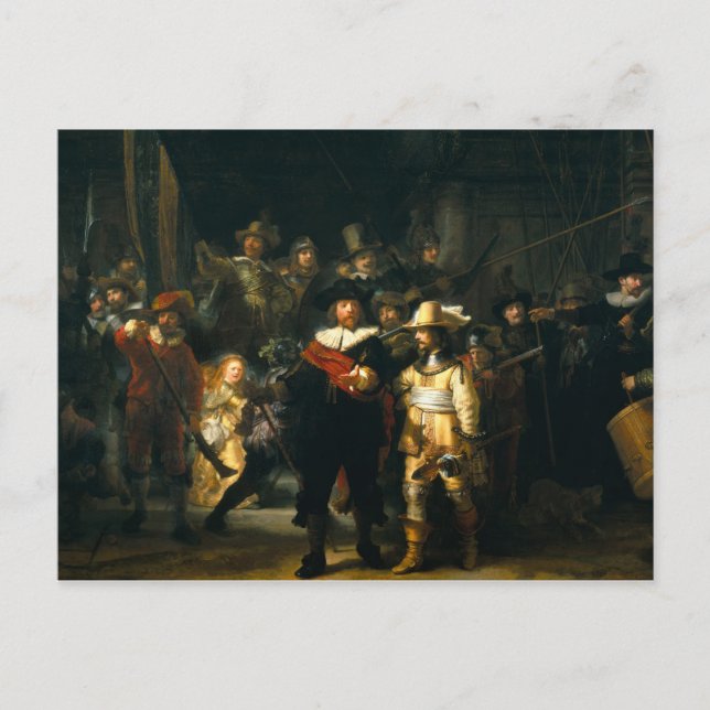 Carte Postale La Veille de la nuit - Rembrandt (Devant)