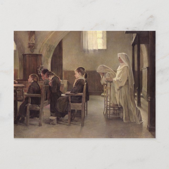 Carte Postale La veille de la première communion, avant 1890 (Devant)