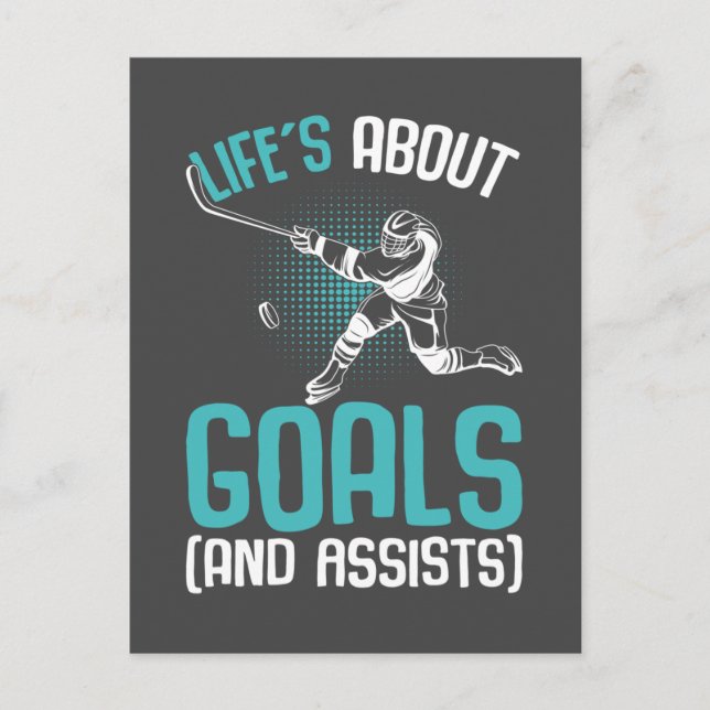 Carte Postale La vie à propos des objectifs Joueur de hockey sur (Devant)