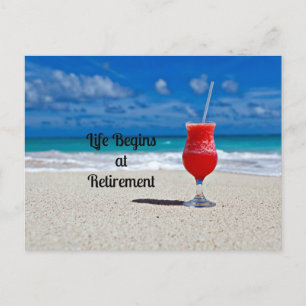 Carte Postale La vie commence à la retraite - Boisson givrée sur