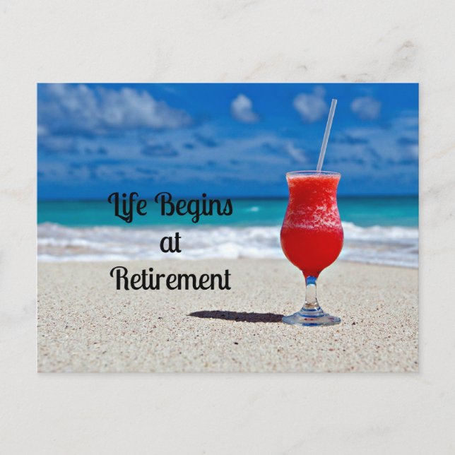 Carte Postale La vie commence à la retraite - Boisson givrée sur (Devant)