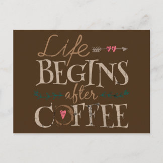 Carte Postale La vie commence après le café