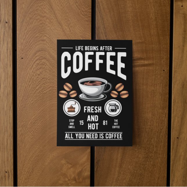 Carte Postale La vie commence après le devis de café (coffee vintage quote postcard)