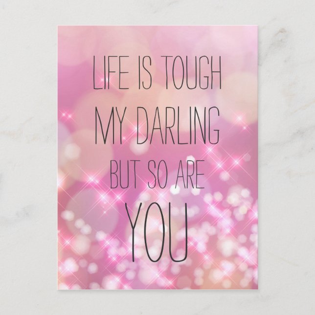 Carte Postale La vie est dure Pink Glam Bokeh Citation inspirati (Devant)