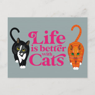Carte postale La vie est meilleure avec les chats