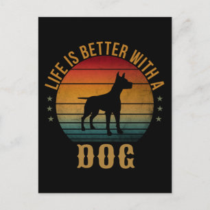 CARTE POSTALE LA VIE EST MEILLEURE AVEC UN CHIEN