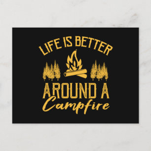 Carte Postale La Vie Est Mieux Autour D'Un Camping Feu Drôle Cam