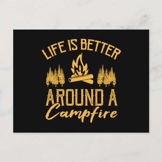 Carte Postale La Vie Est Mieux Autour D'Un Camping Feu Drôle Cam (Devant)
