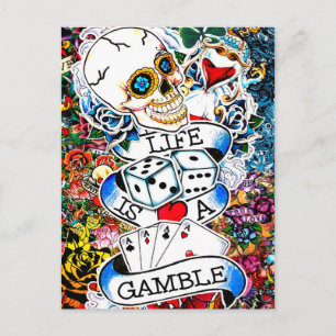 CARTE POSTALE LA VIE EST UN ART TATOO DE JEU