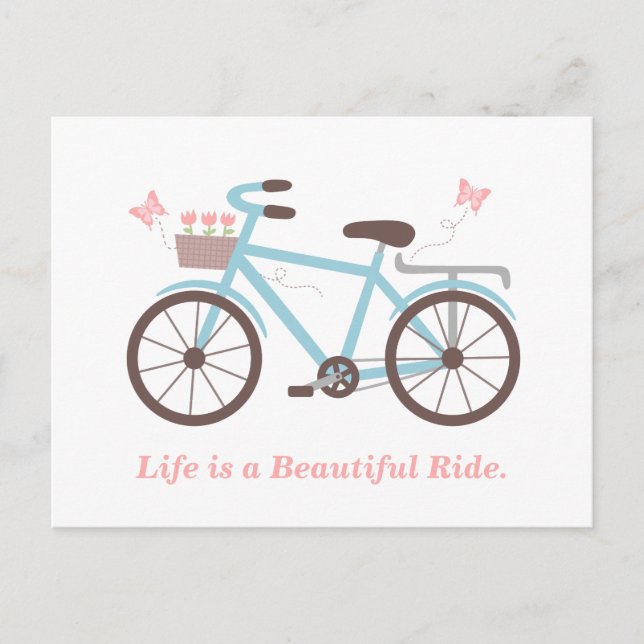 Carte Postale La vie est un beau voyage à vélo Citation (Devant)