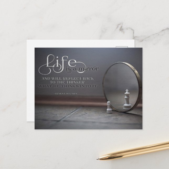 Carte Postale La vie est un miroir (Devant/Arrière en situation)