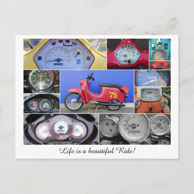 Carte Postale La vie est une belle balade sur un scooter! (Devant)
