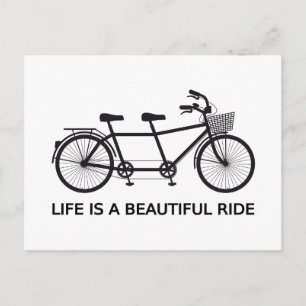 Carte Postale La vie est une belle promenade, tandem vélo