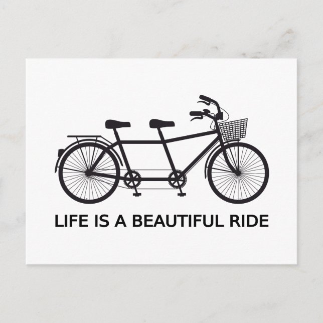 Carte Postale La vie est une belle promenade, tandem vélo (Devant)