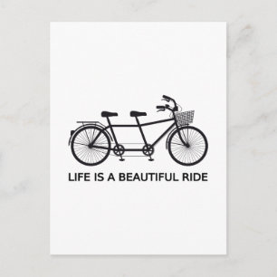 Carte Postale La vie est une belle promenade, tandem vélo
