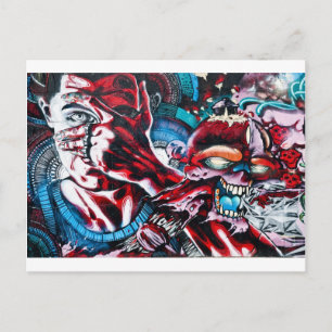 Carte Postale La vie et la mort. Graffiti sur le mur texturé.