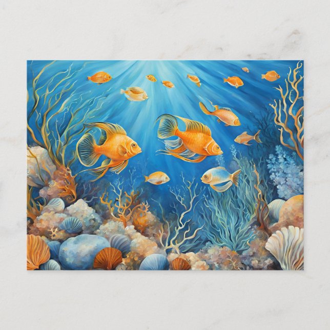 Carte Postale La vie marine avec des poissons exotiques (Devant)
