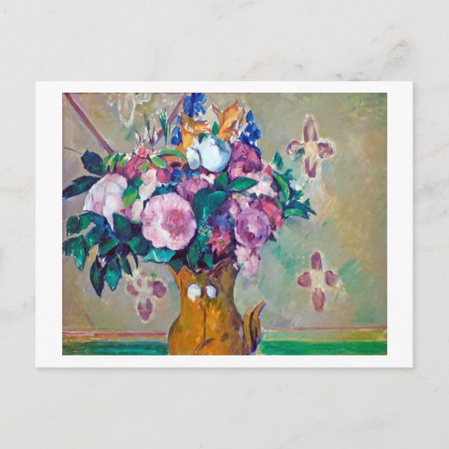 Carte Postale La vie morte avec les fleurs, Paul Cezanne (Devant)