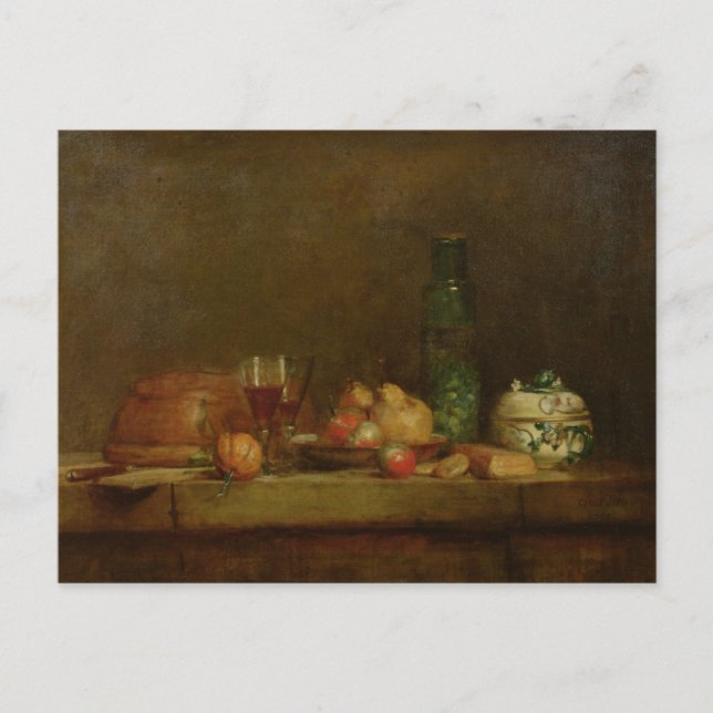Carte Postale La vie morte avec une bouteille d'olives, 1760 (Devant)