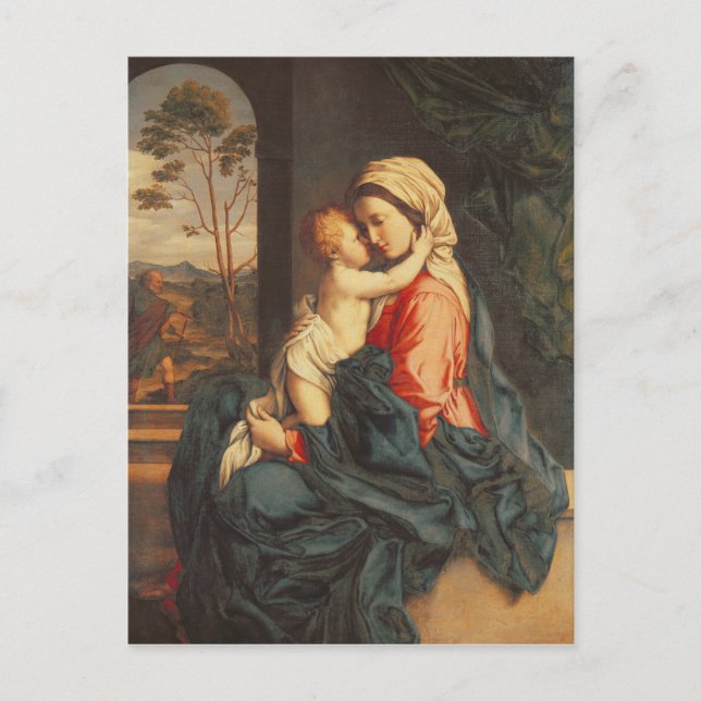 Carte Postale La Vierge et l'adoption de l'enfant (Devant)