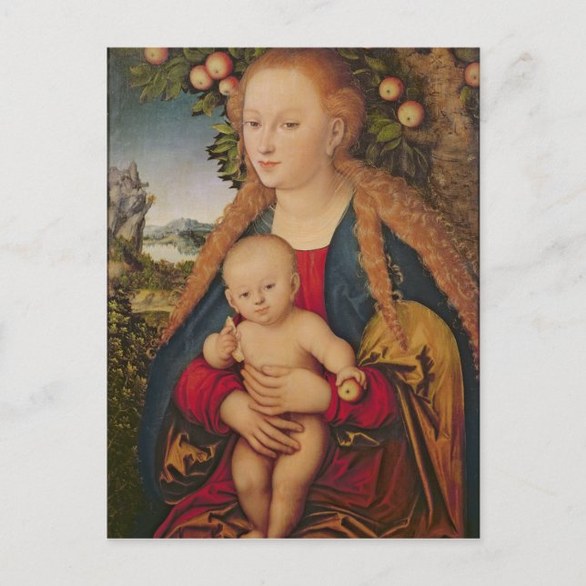 Carte Postale La Vierge et l'enfant sous un pommier (Devant)