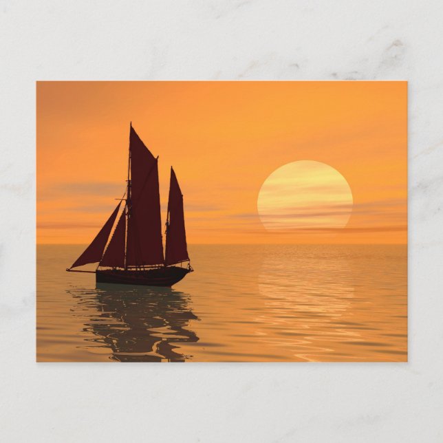 Carte Postale La voile au coucher du soleil (Devant)