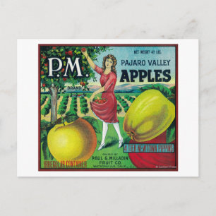 Carte Postale Label Apple Crate P.M. Watsonville, CA