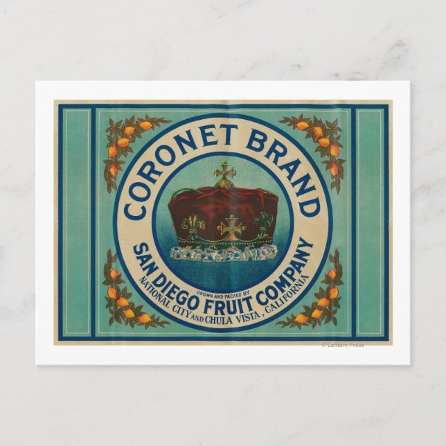 Carte Postale Label Citron Coronet Chula Vista, CA (Devant)