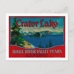Carte Postale Label Crater Lake Pear Crate Medford, OU