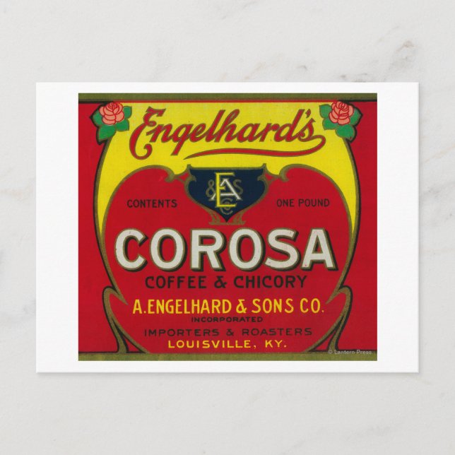 Carte Postale Label de café EngelhardLouisville, KY (Devant)