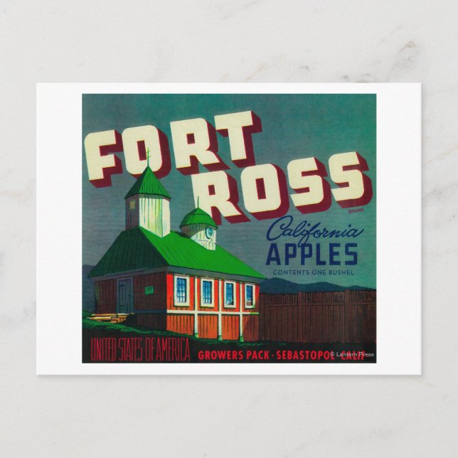 Carte Postale Label Fort Ross Apple Crate Sebastopol, CA (Devant)