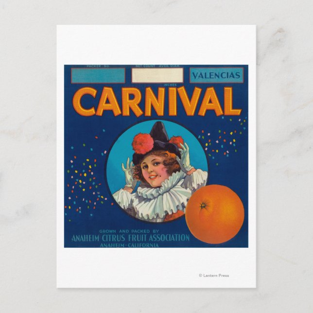 Carte Postale Label orange carnavalAnaheim, CA (Devant)