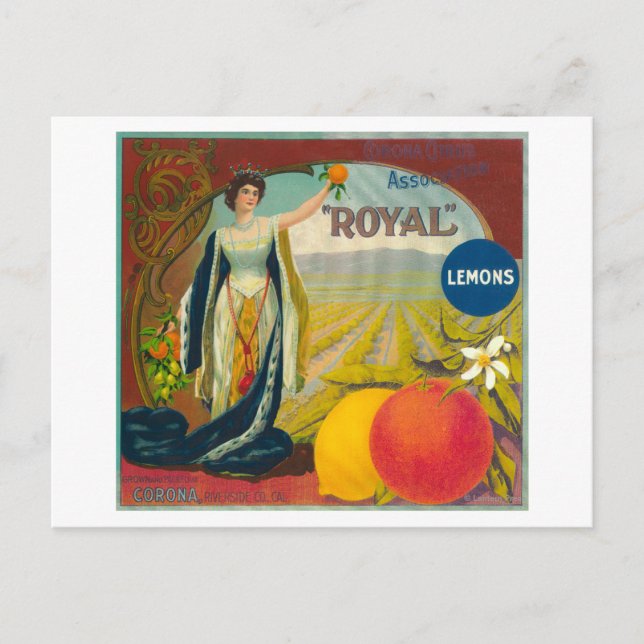 Carte Postale Label Royal Orange Corona, CA (Devant)