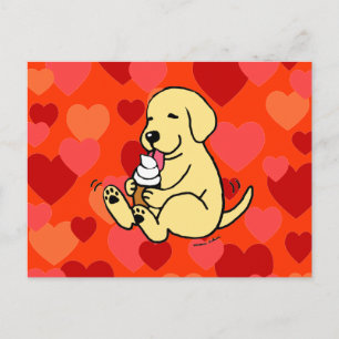 Carte Postale Laboratoire Jaune Lick Glace Cream avec Coeurs