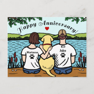 Carte Postale Labrador jaune et maman et papa