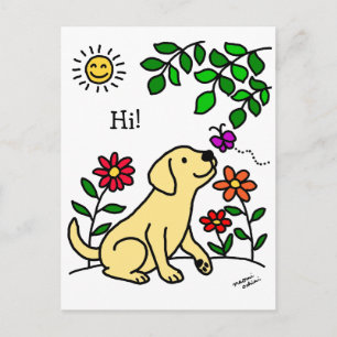 Carte Postale Labrador jaune et vert