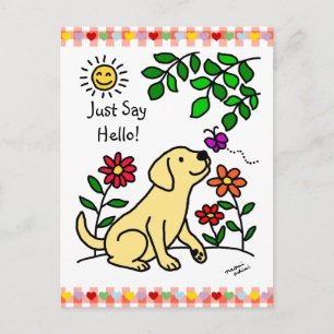 Carte Postale Labrador jaune et vert