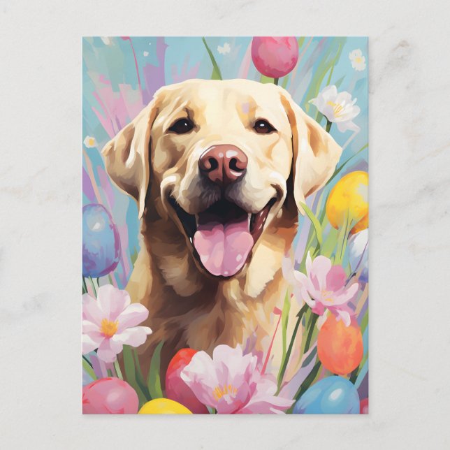 Carte Postale Labrador Joyeux Pâques (Devant)