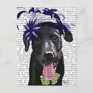 Carte Postale Labrador Noir avec ventilateur bleu
