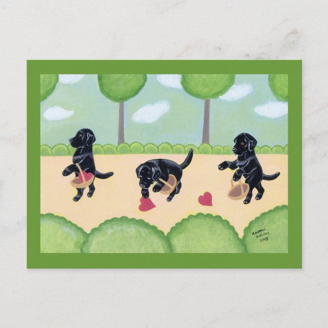 Carte Postale Labrador noir dans la forêt (Devant)