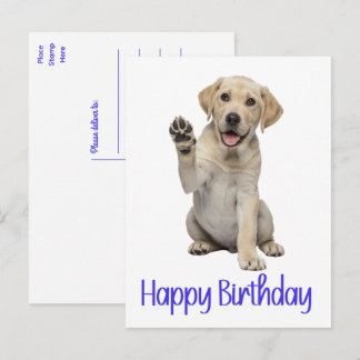 Carte Postale Labrador Retriever Chien Jaune Puppy Fête d'annive