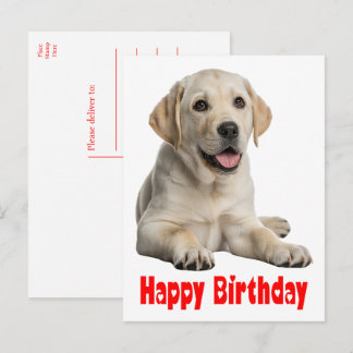 Carte Postale Labrador Retriever chiot labrador jaune Anniversai