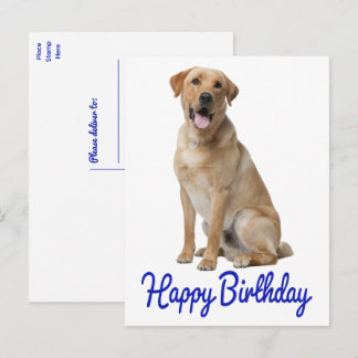 Carte Postale Labrador Retriever Labrado jaune Chien Puppy Anniv