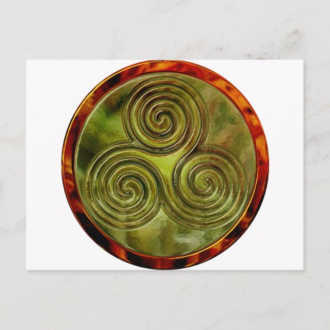 Carte Postale labyrinthe de triskele vert (Devant)