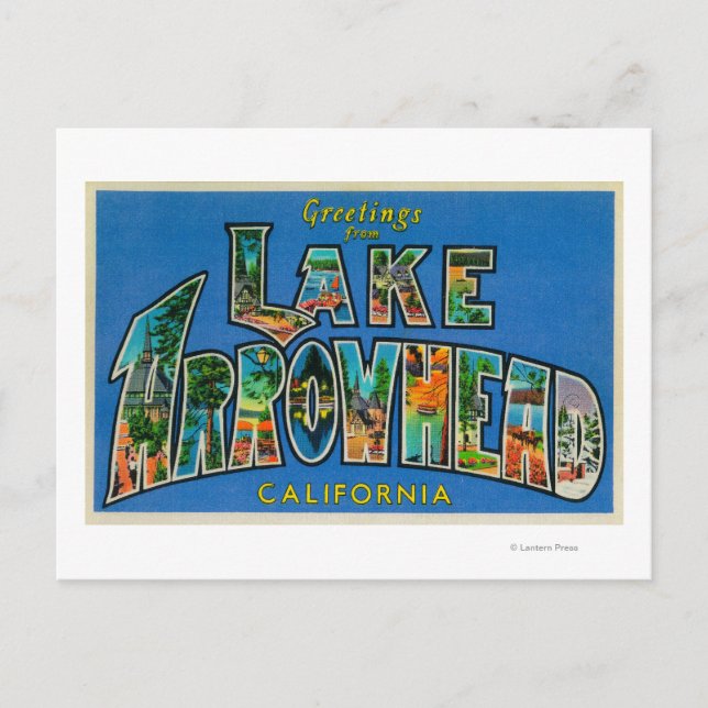 Carte Postale Lac Arrowhead, Californie - Scènes de grandes lett (Devant)