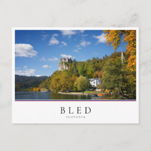 Carte Postale Lac Bled avec des arbres aux couleurs de l'automne