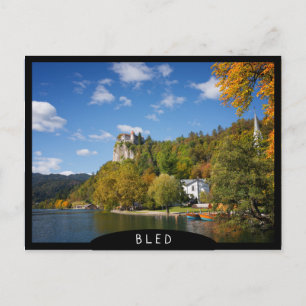 Carte Postale Lac Bled avec des arbres aux couleurs de l'automne
